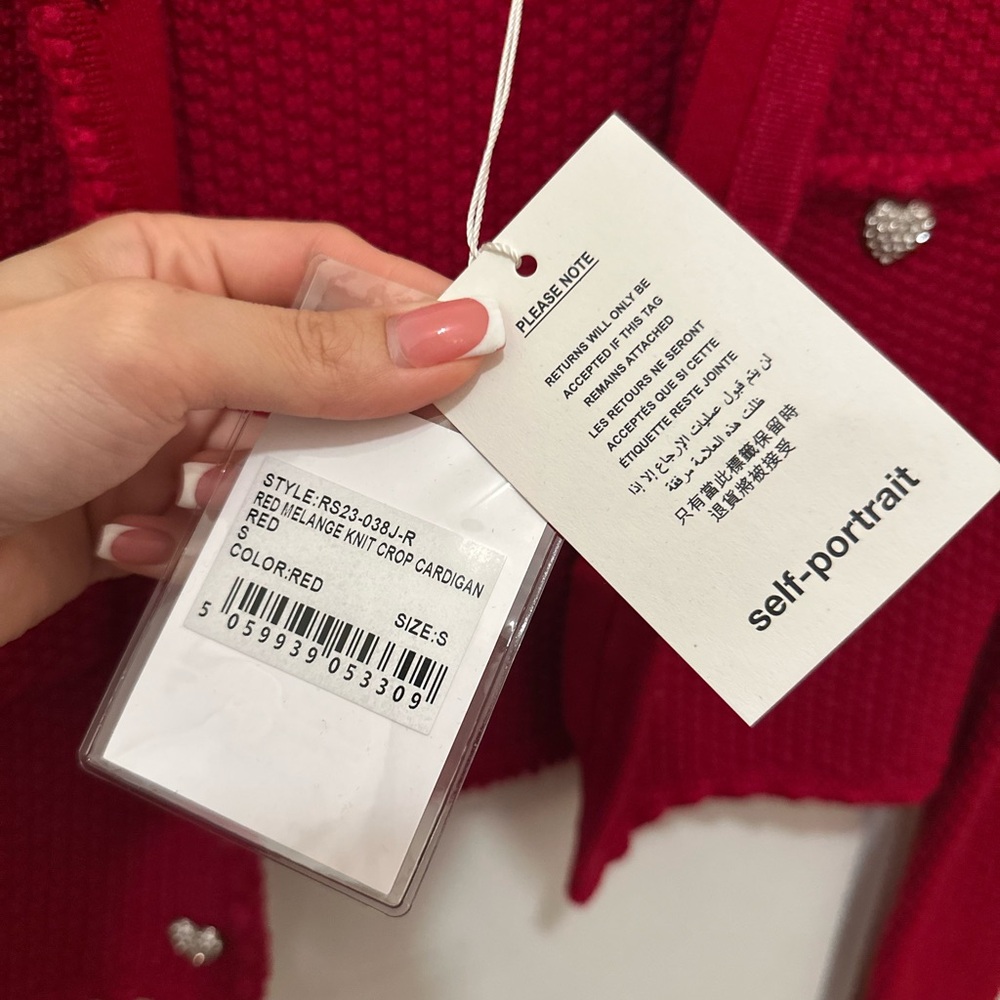 Self-Portrait Red Heart Button Knit Set (Cardigan & Skirt) - NWT - Picture 6 of 8